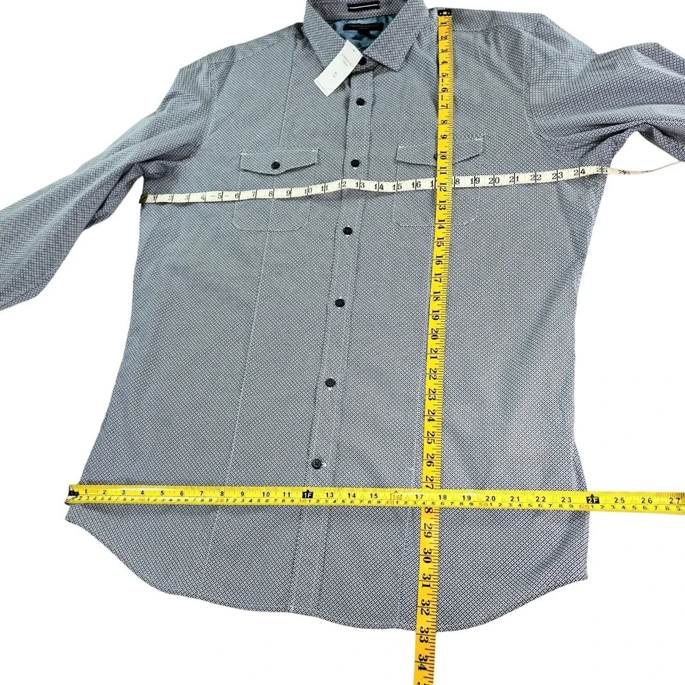 Banana Republic Slim Fit, XL Tall Button Up Long Sleeve‎ White Blue Print Shirt